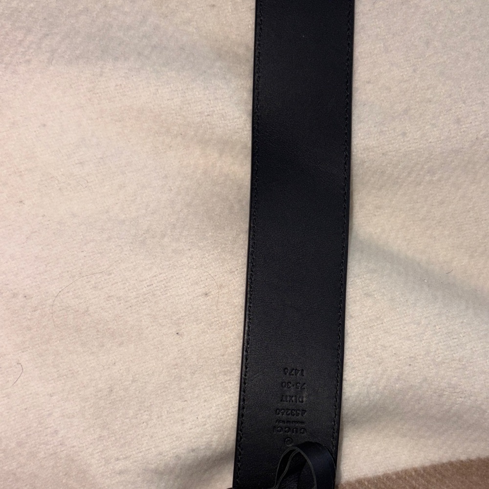Gucci Moon Calfskin Pearl Double G 40mm Belt 75 30 Black Cream - Picture 10 of 10